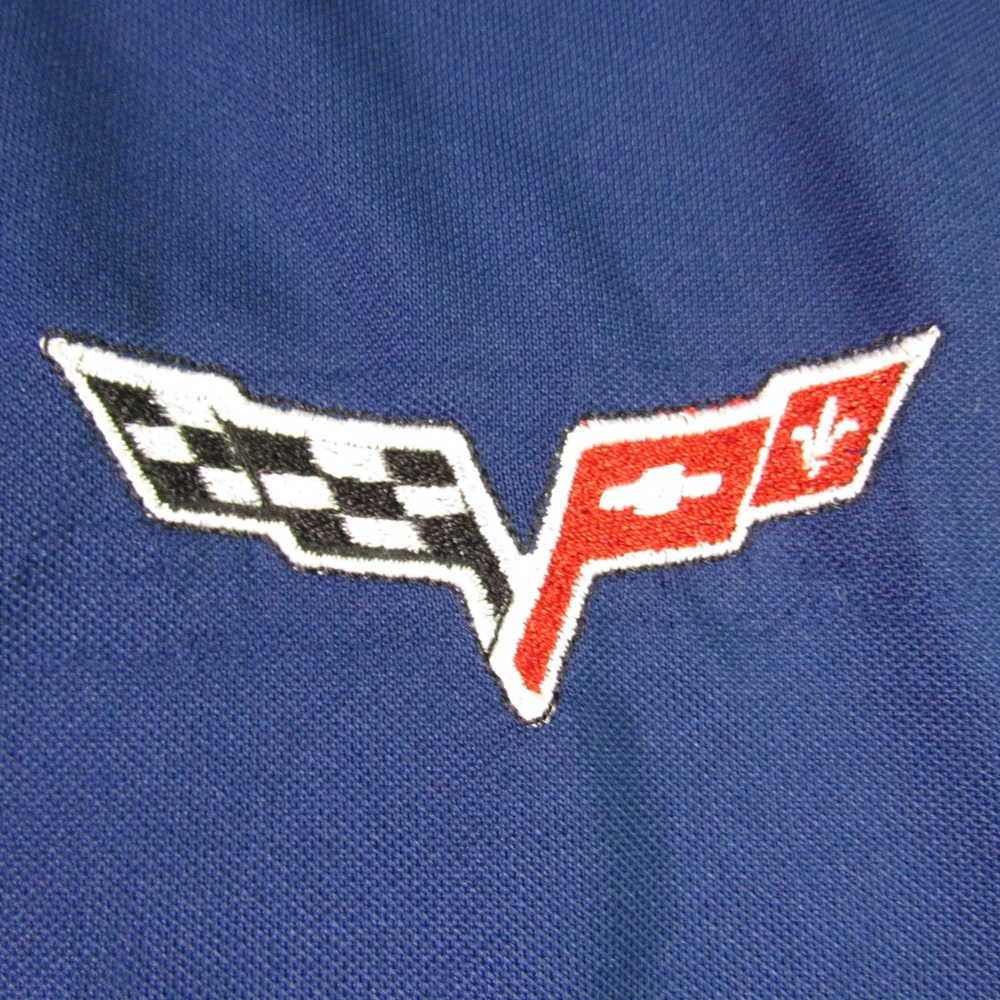 Corvette Roundtree Yorke Polo Shirt Blue C6 Cross Flags Logo travelSMART Mens XL